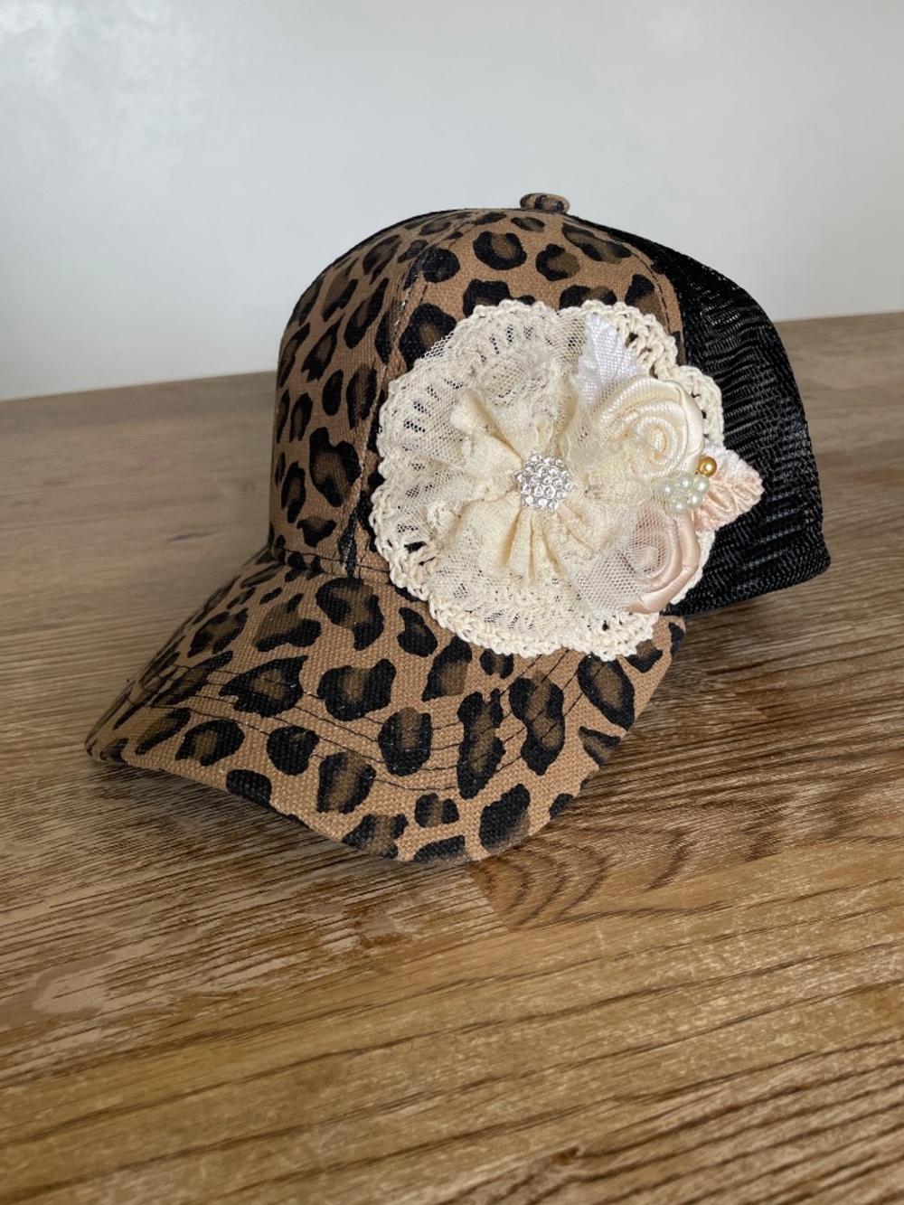 Womens Hats, Womans Bling Rhinestone Cap, Trucker Style Hat, Suede Hat, Leopard - Picture 5 of 5